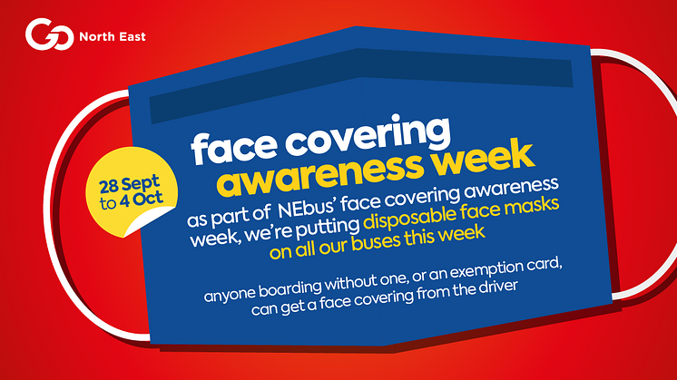 Go North East adds disposable face coverings to its buses as part of NEbus’ face covering awareness week