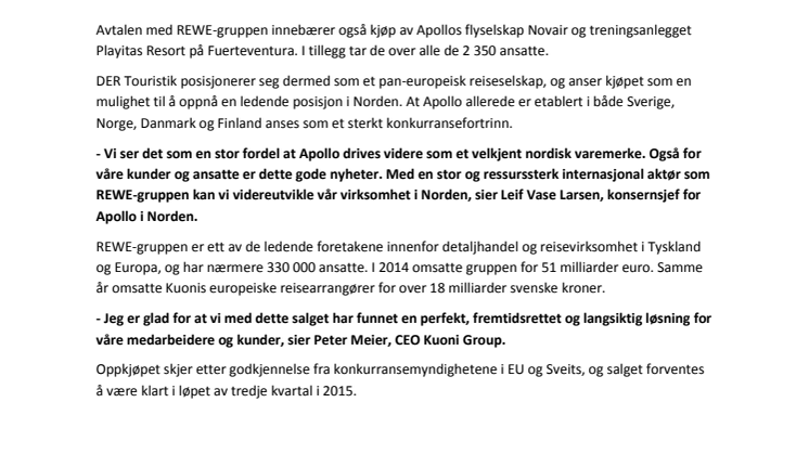 Tyske REWE-gruppen kjøper Apollo