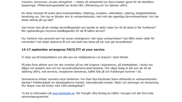 Facilityaktörer bjuder in kunder till gemensam mötesplats
