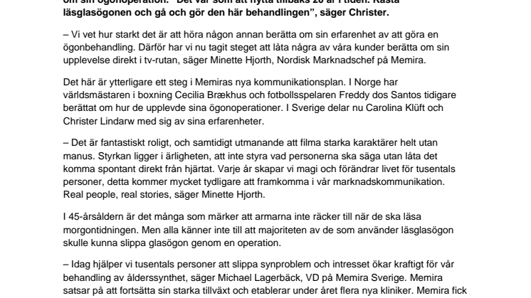 Christer Lindarw gör som Carolina Klüft och medverkar i Memiras nya reklamfilm