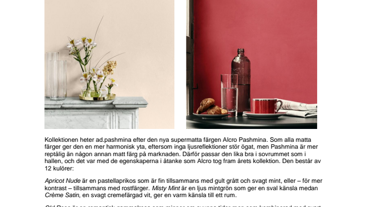 Alcro presenterar årets kulörkollektion