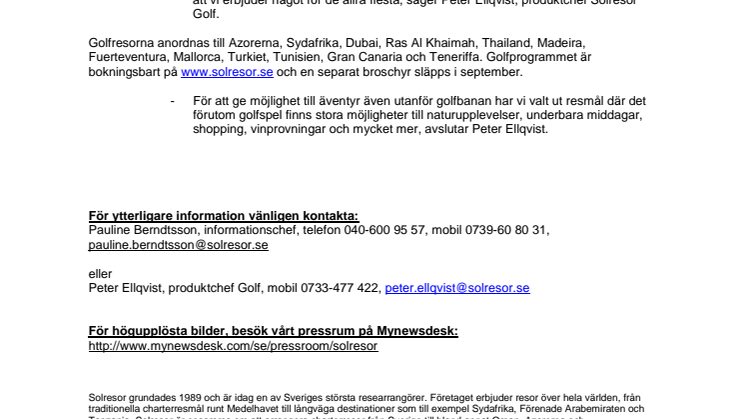 Solresor storsatsar på golfresor