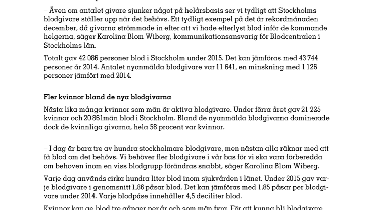 42 086 stockholmare gav blod förra året