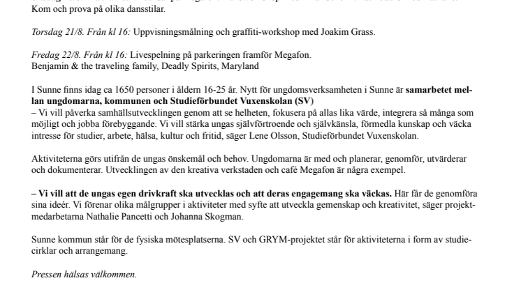 GRYM öppningsvecka på Megafon i Sunne