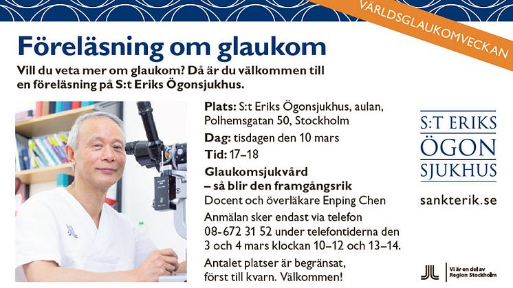 S:t Erik föreläser under Världsglaukomveckan