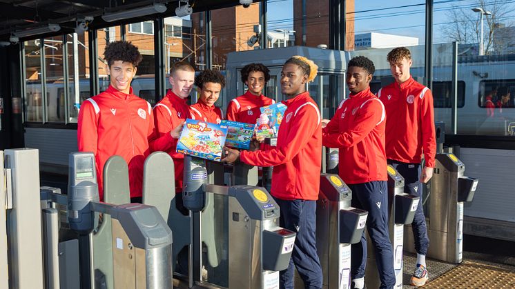 Stevenage FC Academy players help promote the Toy Donation Drive