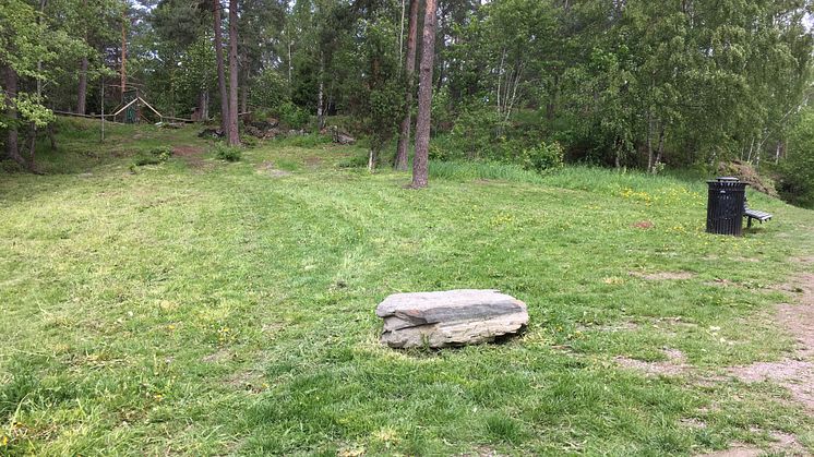 HER ER STEDET: Treningsapparatene skal etableres på kollen over legesenteret, i nærhet av hinderløypa. 