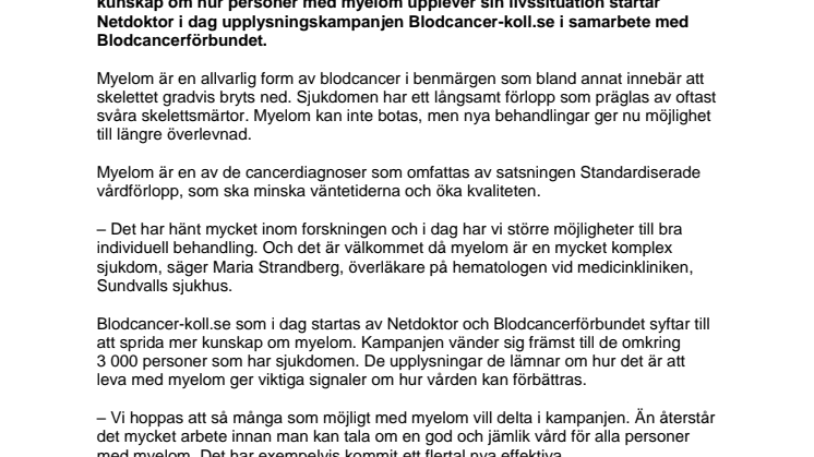 Personer med myelom berättar om sin sjukdom 