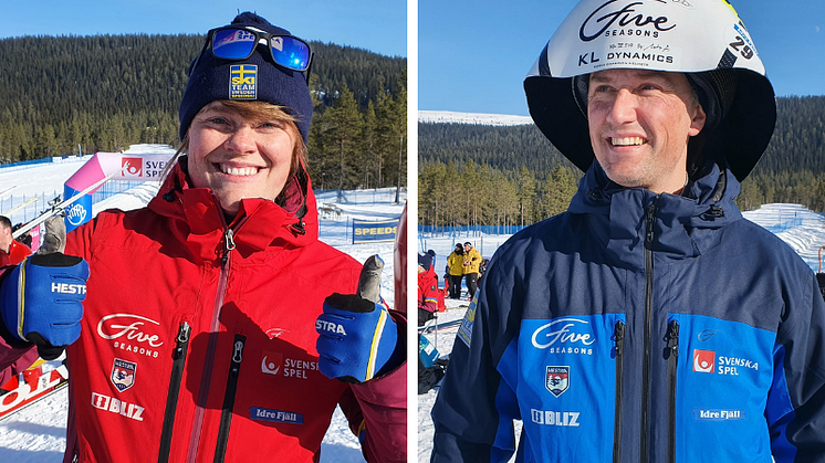 Britta Backlund, Rättviks SLK, och Carl Ribbegårdh, Ålberga GIF skidor. Foto: Svenska Skidförbundet.
