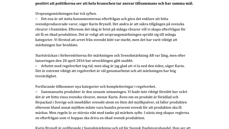 Intervju med Karin Brynell, ordförande Svenskmärkning AB
