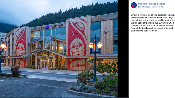 Screenshot of Sealaska Heritage Institute Facebook page