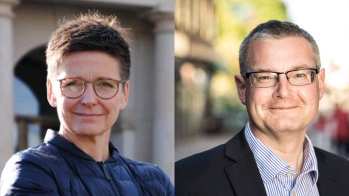 Ann-Sofie Hermansson (S) och Jonas Ransgård (M) möts under kulturkalaset. Foto: Socialdemokraterna och Moderaterna Göteborg.
