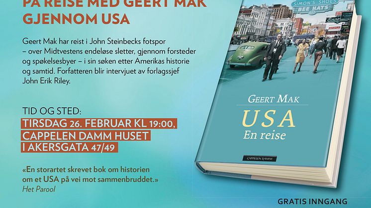 Velkommen til boklansering: På reise med Geert Mak gjennom USA
