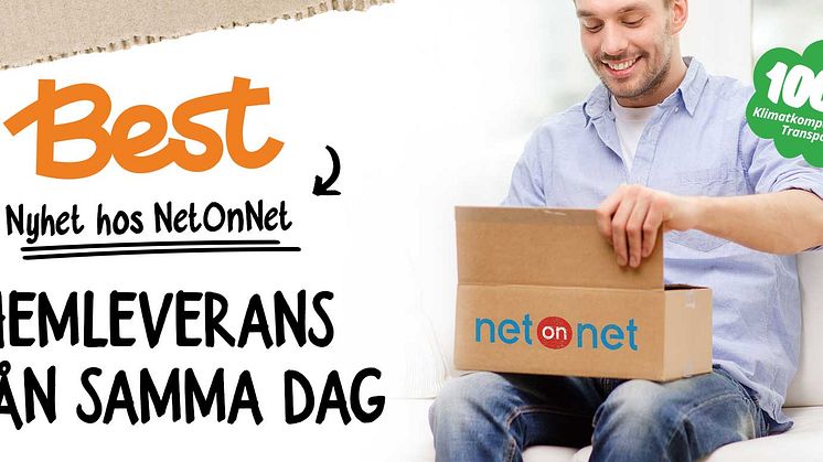 NetOnNet erbjuder i samarbete med Best Transport, klimatkompenserade hemleveranser från samma dag