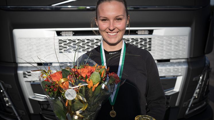 Felicia Bendroth som går sista året på inriktning transport på Malenagymnasiet i Sjöbo vann dagens kvaltävling. Foto: TYA