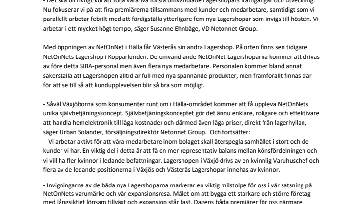 NetOnNet slår upp portarna för två helt nya Lagershopar
