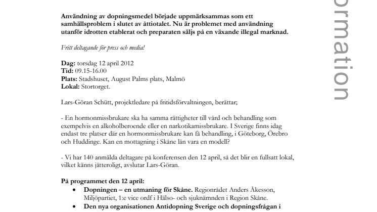 Skånes första konferens om vård och behandling för hormonmissbrukare