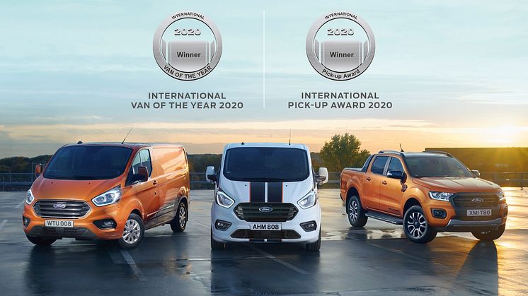 Strålende fornøyd: Ford Motor Norges er strålende fornøyd med dobbeltseieren for to av Norges mest populære nyttekjøretøy.