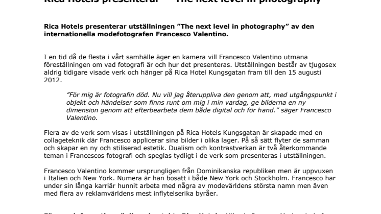Rica Hotels presenterar - ”The next level in photography"