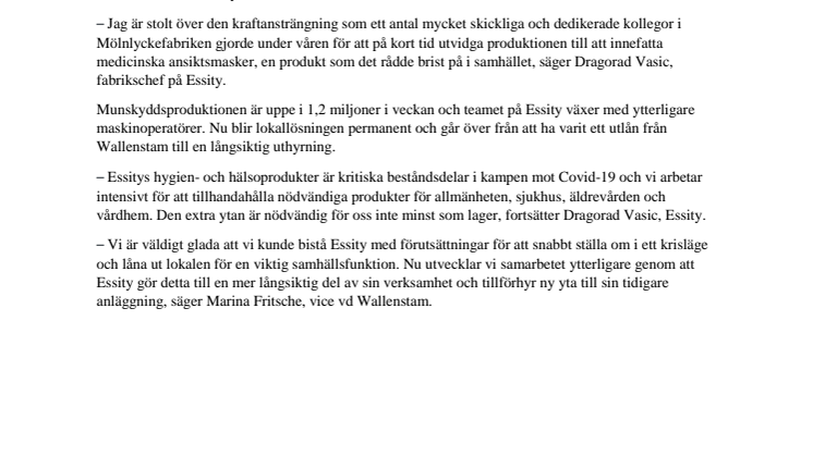 Essity tillförhyr 2 300 kvm i Mölnlycke 