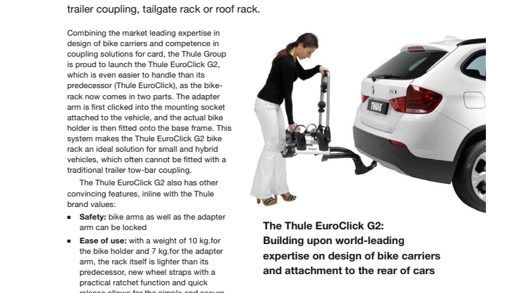 Pressinformation Thule EuroClick G2 bike carrier