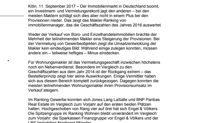 immobilienmanager Makler-Ranking 2017