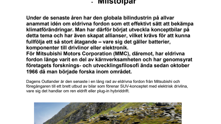 Mitsubishi Outlander PHEV - Milstolpar