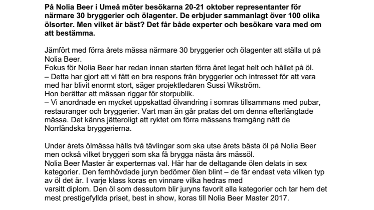 Två prestigefyllda öltävlingar under Nolia Beer