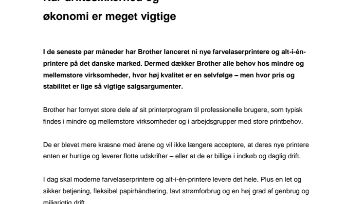 Når driftssikkerhed og økonomi er meget vigtige