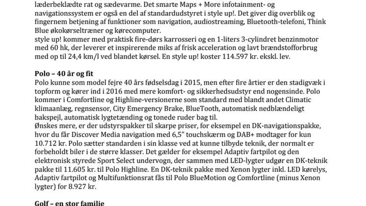 Volkswagen-forhandlerne skyder 2016 i gang med åbent hus d. 9.-10. januar