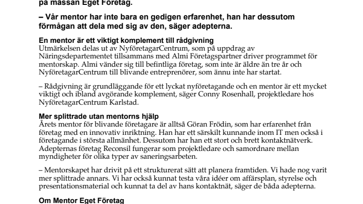 Årets Mentor i Värmland utsedd!