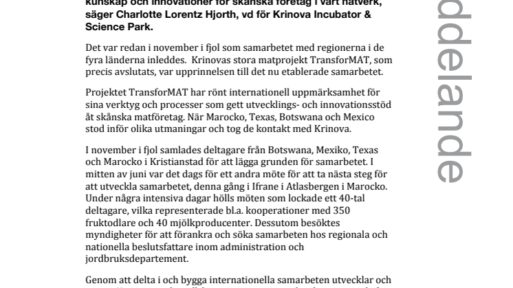Krinovas internationella samarbeten  öppnar dörrar för skånska företagare