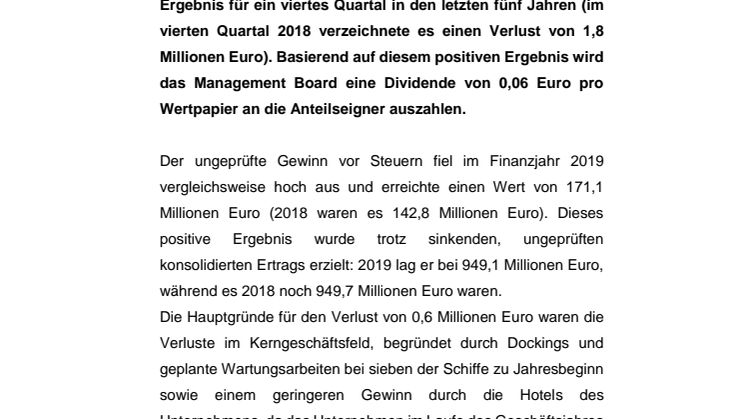 25% höherer Nettogewinn bei Tallink Silja