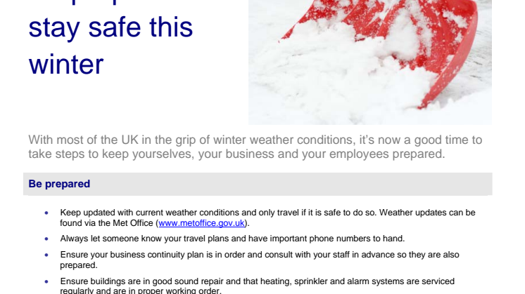 ALLIANZ ISSUES WEATHER GUIDANCE FOR BUSINESS CUSTOMERS
