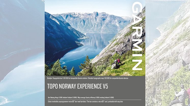 ​Topo Norway Experience v5 - detaljert topografisk kart 1:50 000 for kompatible Garmin enheter og PC/Mac