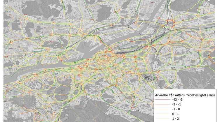 Kartan ger en överblick över vilka cykelvägar och korsningar som fungerar bra och vilka som behöver ses över för att göra cykling mer bekvämt. Grön linje visar att cyklisterna har god framkomlighet. Röd att det finns hinder som drar ned farten.