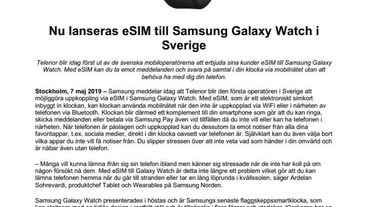 Nu lanseras eSIM till Samsung Galaxy Watch i Sverige