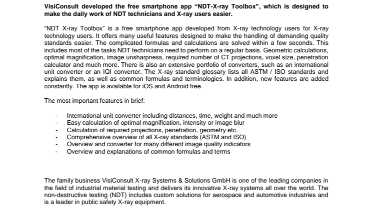 VisiConsult develops free NDT app with extensive features 