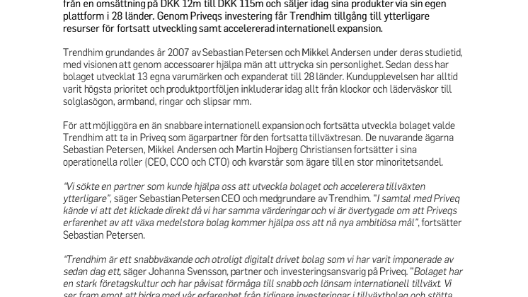 Trendhim ingår partnerskap med Priveq