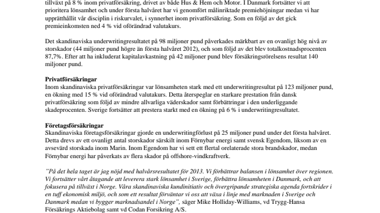 Trygg-Hansa/Codan visar fortsatt lönsamhet trots storskador