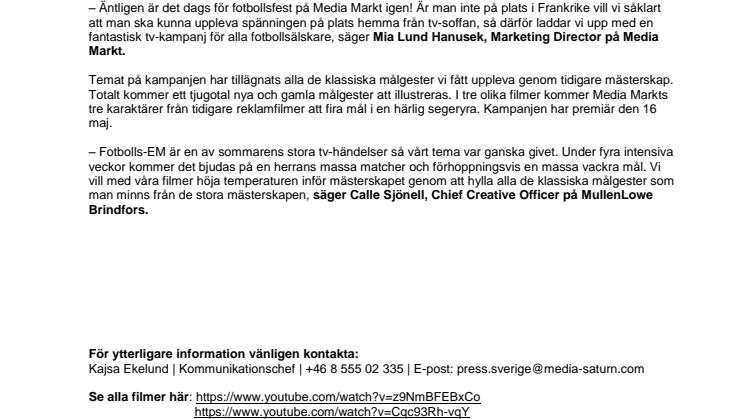 Media Markt hyllar målgester i kampanj inför EM