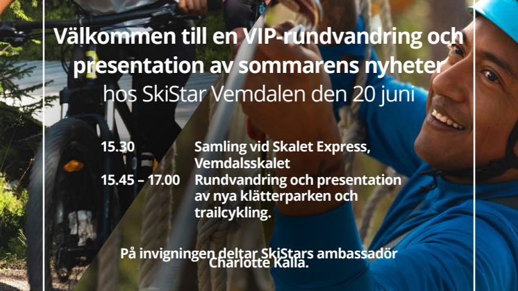 Pressinbjudan: presentation av sommarens nyheter hos SkiStar Vemdalen 20 juni