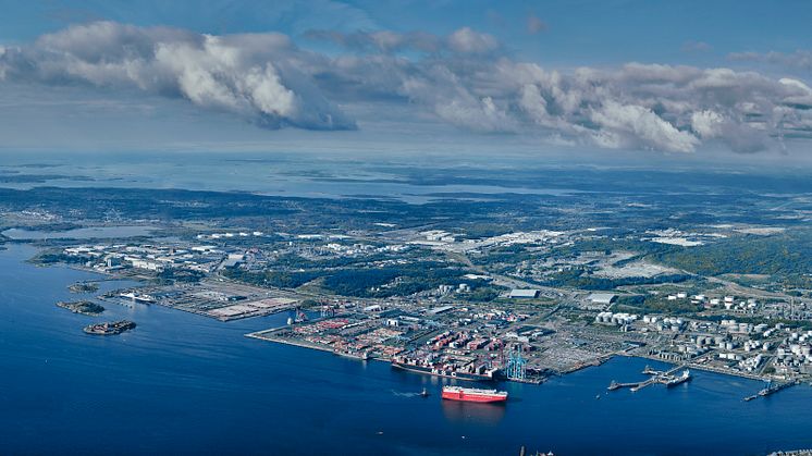 The Port of Gothenburg from above.