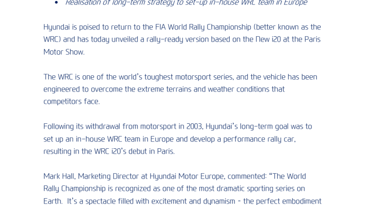 Hyundai tilbake i WRC rally