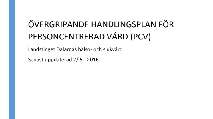 Handlingsplan Personcentrerad vård