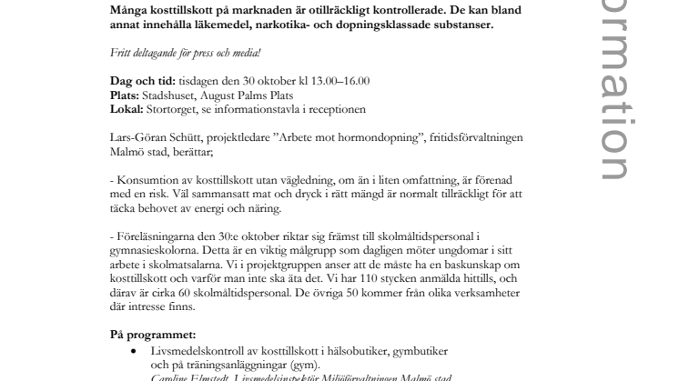 Vet vi vad vi äter idag? Föreläsning om kosttillskott 