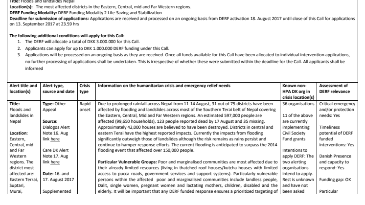 Alert Note: Floods and Landslides, Nepal, (17-012-RO)