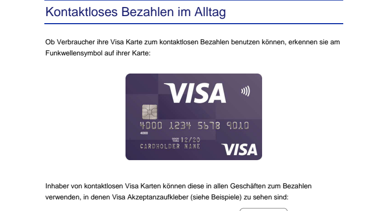 Factsheet - Kontaktloses Bezahlen im Alltag