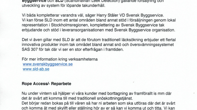 Svensk Byggservice inleder Samarbete med SLD (Scandinavian Leak Detection)
