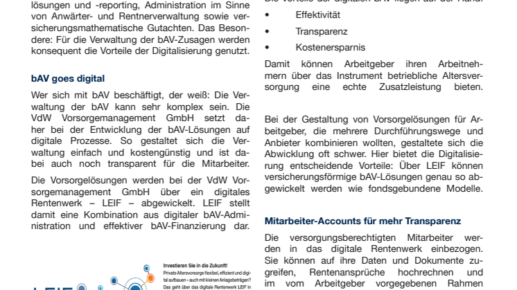 Bei der betrieblichen Altersversorgung (bAV) die Vorteile der Digitalisierung nutzen!